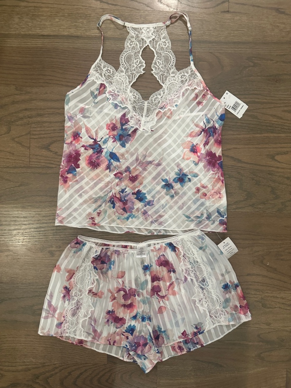 in Bloom Lace-Trim Floral Cami (S/P) & Short (M) Sleep Set